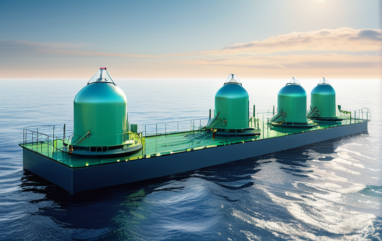 해양 재생에너지의 소비자 수용성 연구 - **Prompt:** A breathtaking panoramic view of a vast, tranquil ocean under a clear, bright sky, trans...