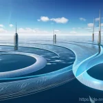 해양 재생에너지의 전세계 시장 전망 - **Image Prompt: Dynamic Wave Energy Converters**
    A vibrant, wide-angle shot of advanced wave ene...