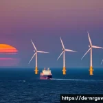 해양 재생에너지의 글로벌 투자 트렌드 - **Prompt: Majestic Offshore Wind Energy Hub in the North Sea**

    A breathtaking wide shot of a va...