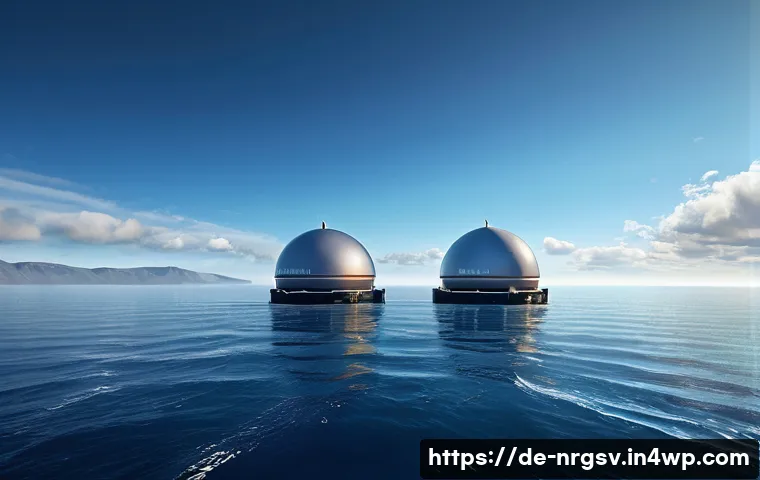 해양 재생에너지의 연구개발 동향 - **Prompt for "Innovative Wave Energy Converters"**:
"A wide-angle, cinematic shot of advanced, s...